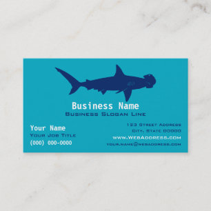 Cartão De Visita Tubarão-martelo Personalizado Oceano / Marinho