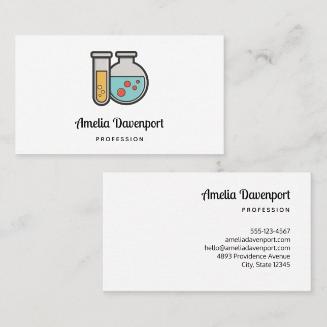 Cartão De Visita Tubo de teste de química e copo (Frente/Verso)