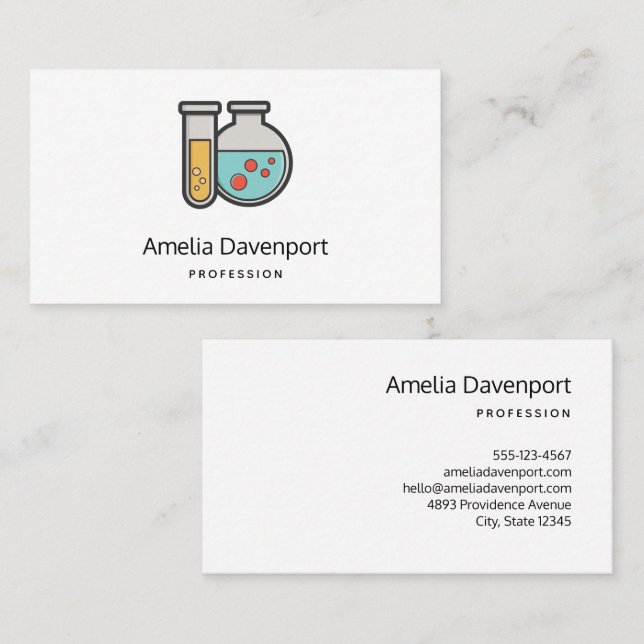 Cartão De Visita Tubo de teste de química e copo (Frente/Verso)
