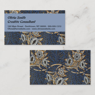 Cartão De Visita Tulipa de William Morris no padrão Willow em azul