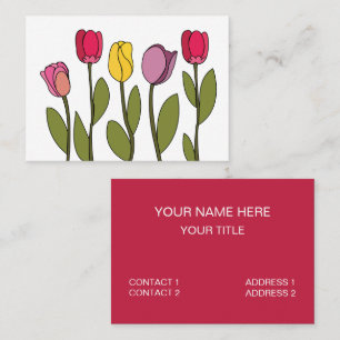Cartão De Visita Tulipa Floral Colorida