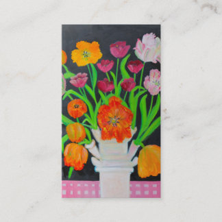 Cartão De Visita Tulipas do papagaio em Tulipiere no Tablecloth