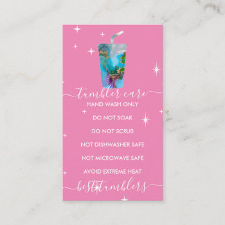 Cartão De Visita Tumbler care logo textura ombre marbel rosa