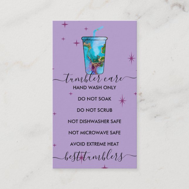 Cartão De Visita Tumbler care roxo (Frente)