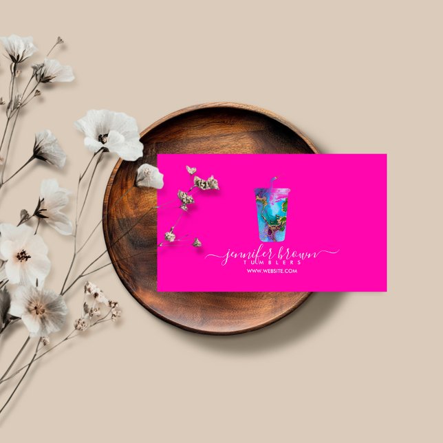 Cartão De Visita Tumbler ombré neon pink mug (Criador carregado)