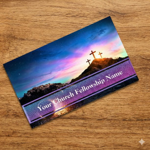 Cartão De Visita Túmulo Vazio Três Cruzes Pastor da Igreja Sunset