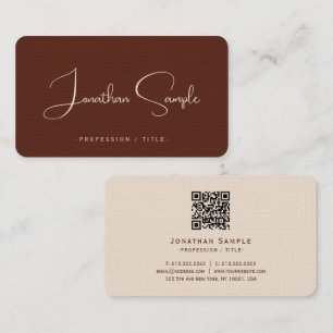 Cartão De Visita Tupografia Script Terracotta Luxury Premium Linen