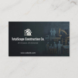 Cartão De Visita Turnkey Construction Services | Minimalist Black