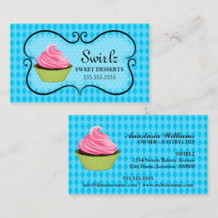 Cartão De Visita Turquesa da padaria do cupcake