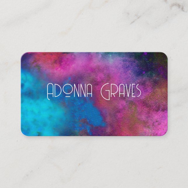 Cartão De Visita turquesa elegante e magenta aquarela artística (Frente)