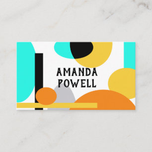 Cartão De Visita turquesa ousada moderna e geométrica laranja