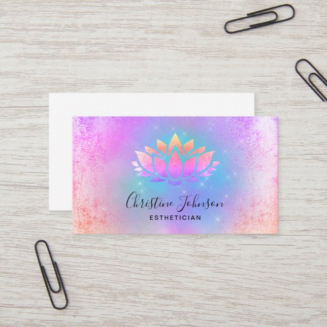 Cartão De Visita turquesa pastel cores de fundo lotus (Frente/Verso In Situ)