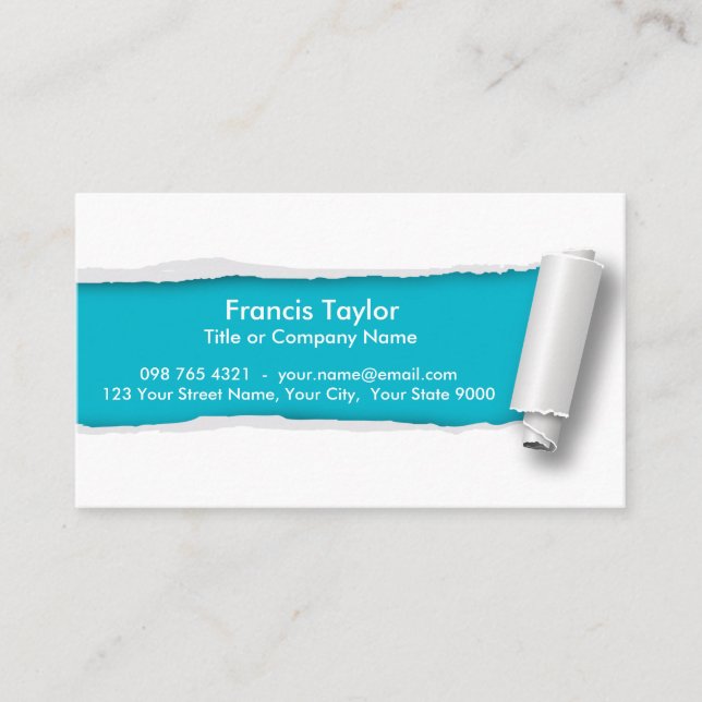 Cartão De Visita Turquesa simples, original design de papel (Frente)