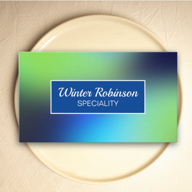 Cartão De Visita Turquesa verde azul-chic com armação (Hologram gradient design for stylish business card )