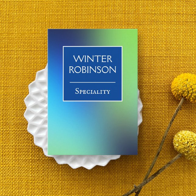 Cartão De Visita Turquesa verde-azul-chic vertical (Hologram gradient design for stylish business card )