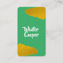 Cartão De Visita Turquesa verde de pintura na moda dourada