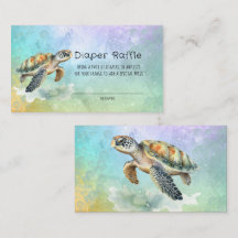 Turtle Sea Watercolor Bubbles Fralda Raffle