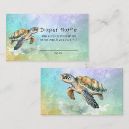 Cartão De Visita Turtle Sea Watercolor Bubbles Fralda Raffle