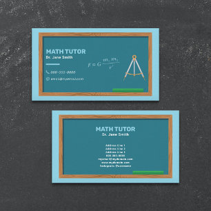 Cartão De Visita Tutor de Matemática Chalkboard & Compas