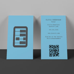 Cartão De Visita Tutor de Matemática Contador de Ábaco Vintage Azul