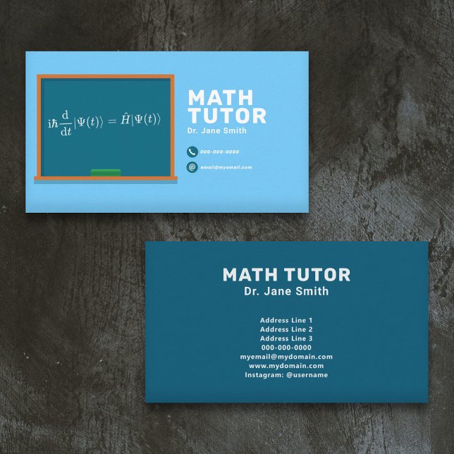Cartão De Visita Tutor de Matemática de Chalkboard e Equação (Chalkboard & Equation Math Tutor Business Card)