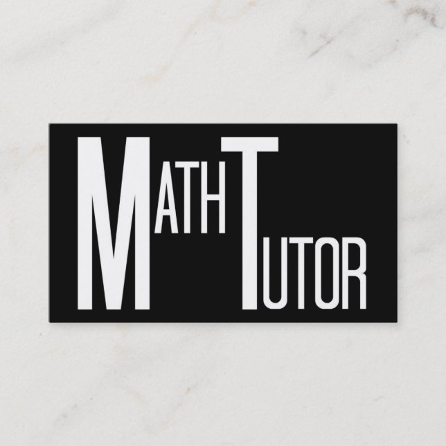 Cartão De Visita Tutor de Matemática Preto e Branco (Frente)