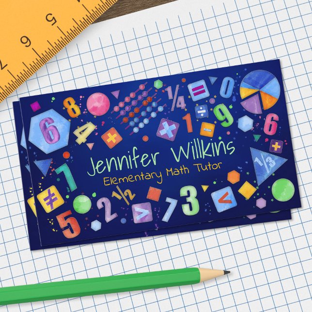 Cartão De Visita Tutor de Matemática Privado - Graus iniciais, Busi (Criador carregado)