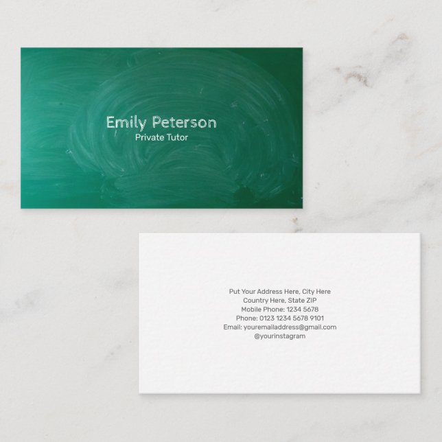 Cartão De Visita Tutor Privado de Quadro Verde (Frente/Verso)