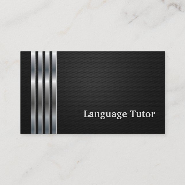 Cartão De Visita Tutor profissional de língua estrangeira Black Sil (Frente)