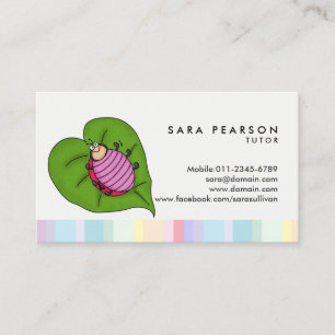 Cartão De Visita Tutor Tuition Tutoring Cartoon Ladybug