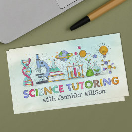 Cartão De Visita Tutoria de Ciências - Arte em aquarela para profes