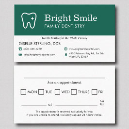 Cartão De Visita Two Sided Dental Visit Appointment Reminder 