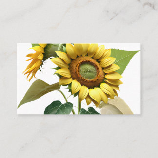 Cartão De Visita Two Vibrant Sunflowers with Lush Green Leaves