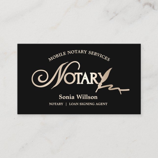 Cartão De Visita Typografia Mobile Notary & Loan Signal Agent Law (Frente)