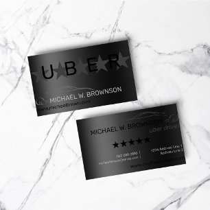 Cartão De Visita Uber Automático de Cinzas Metálicas Silver Míni