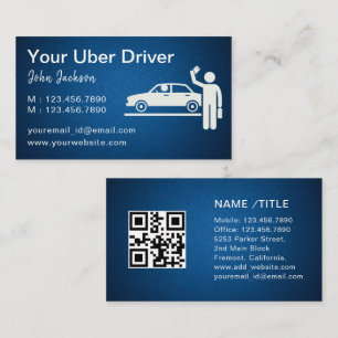 Cartão De Visita Uber Driver Taxi Limo Legal Blue Metal QR Code