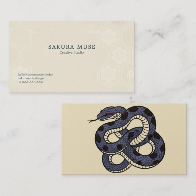 Cartão De Visita Ukiyo-e Inspired Snake Business Card – Convention  (Frente/Verso)