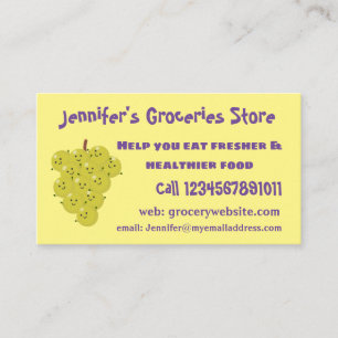 Cartão De Visita Um belo cacho engraçado de desenho animado de uva