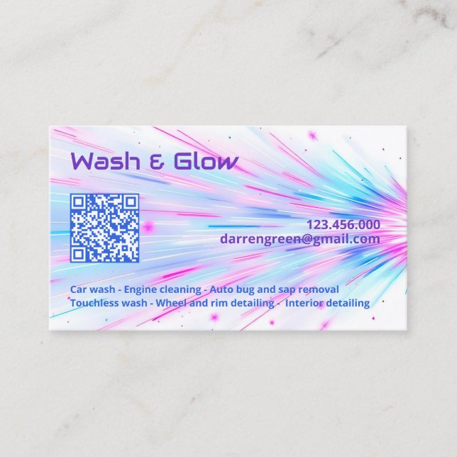Cartão De Visita Um Lava-Carro Lado QR (Frente)