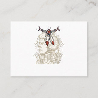 Cartão De Visita um lindo americano nativo e um colar de penas