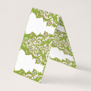 Cartão De Visita um wallpaper verde e branco com designs de ornamen