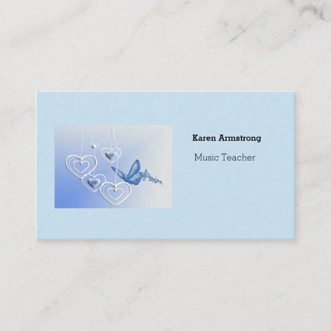 Cartão De Visita Uma borboleta e corações (Frente)