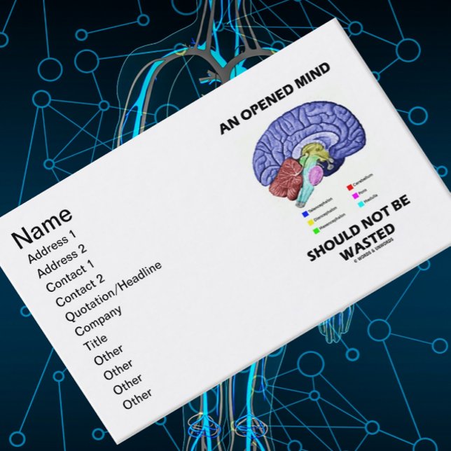 Cartão De Visita Uma Mente Aberta Não Deve Ser Desperdiçada (Humor  (No need to be a teacher or neuropsychologist to enjoy these anatomical brainy business cards!)