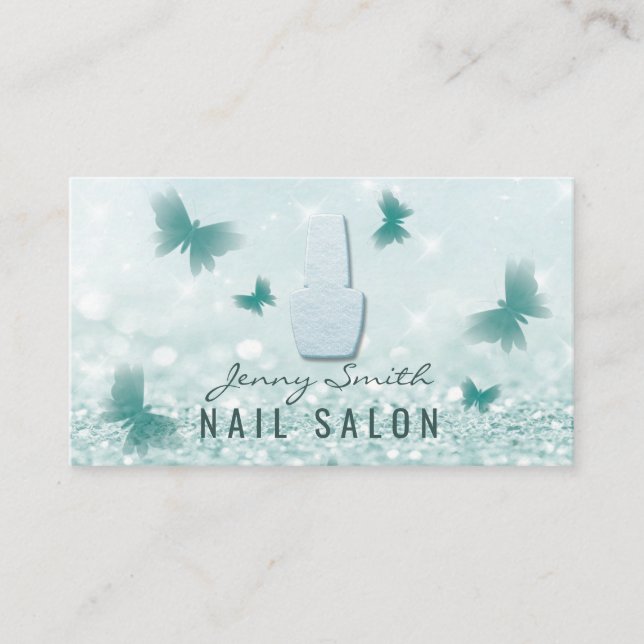 Cartão De Visita Unhas de borboletas modernas profissionais elegant (Frente)