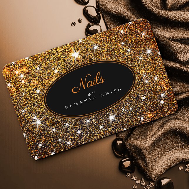 Cartão De Visita Unhas de Estrelas Luminosas de Tendência de Ouro E (Criador carregado)