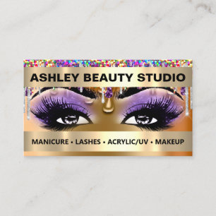 Cartão De Visita Unhas do logotipo Makeup do logotipo Glitter do Ro
