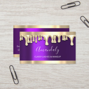 Cartão De Visita Unhas Douradas do violino roxo do artista profissi