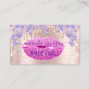 Cartão De Visita Unhas Manicure Makeup Pink Rose Drivers Glitter L