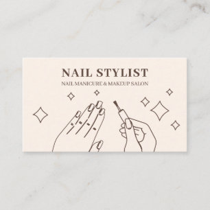 Cartão De Visita Unhas Marfim Bege Manicure Estilista Maquiagem