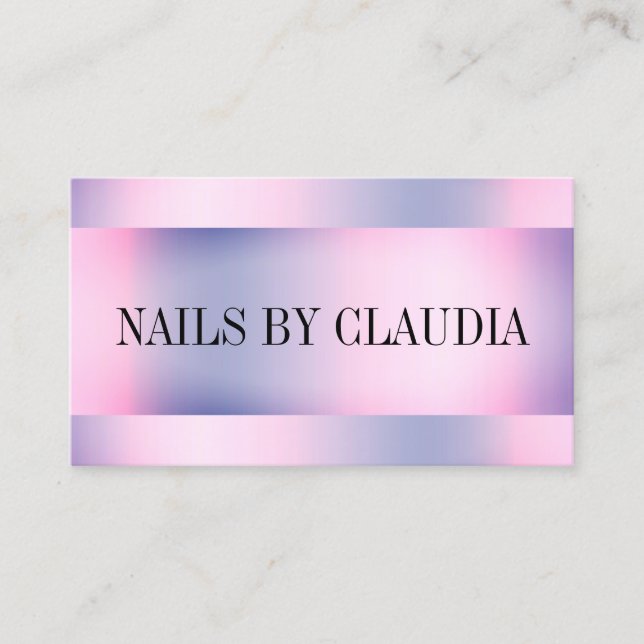 Cartão De Visita Unhas na moda holográficas rosa de ouro Elegante (Frente)